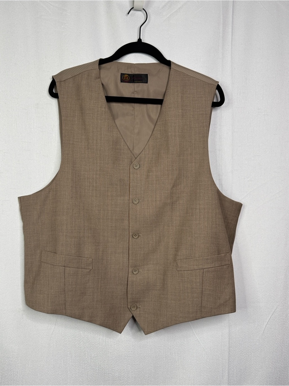 583. Pallini Men’s Tailored Tan Dress Vest - Classic Five-Button Size 50L